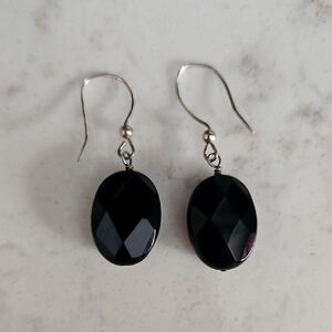 Faceted Onyx Dangle Earrings